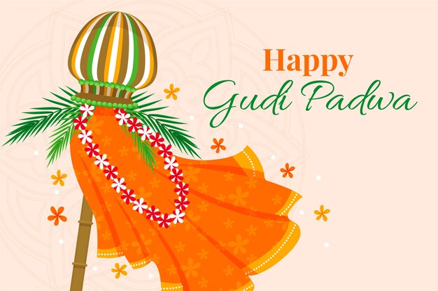 Free vector flat gudi padwa background