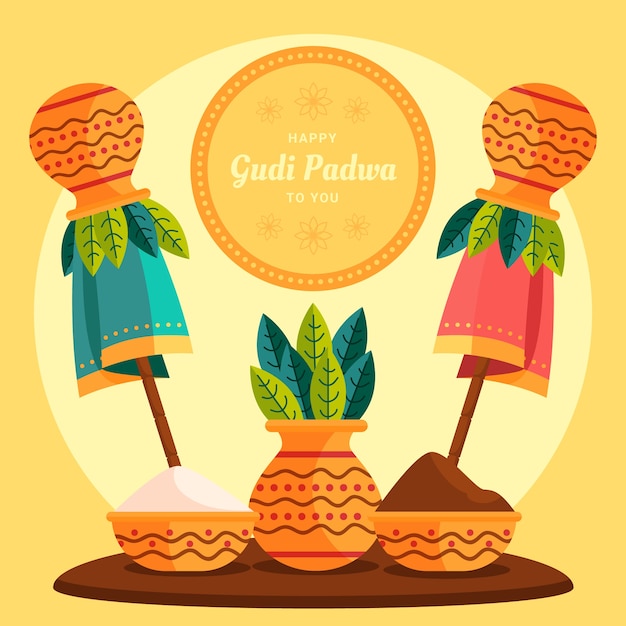 Free vector flat gudi padwa background