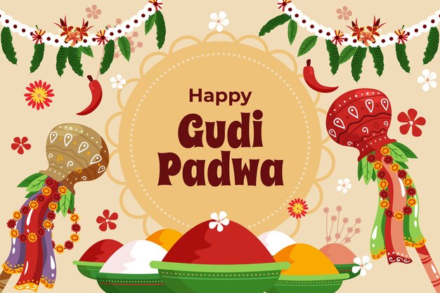 Flat gudi padwa background