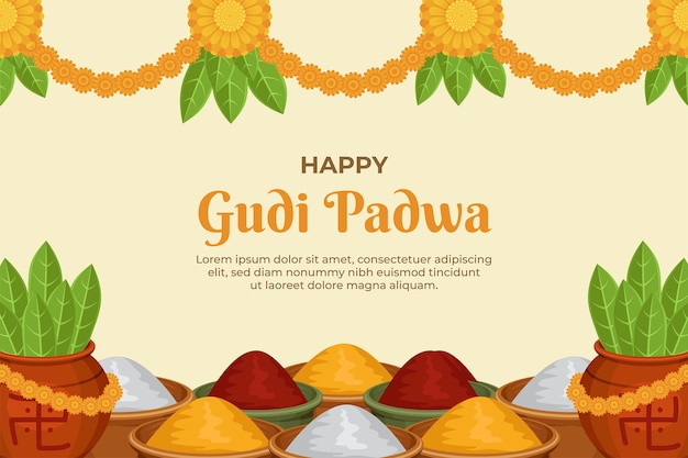 Free Vector flat gudi padwa festival celebration background