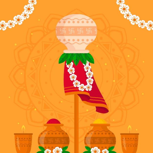 Free vector flat gudi padwa illustration