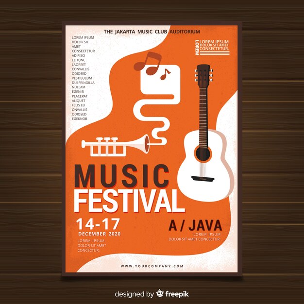 Flat guitar music festival poster