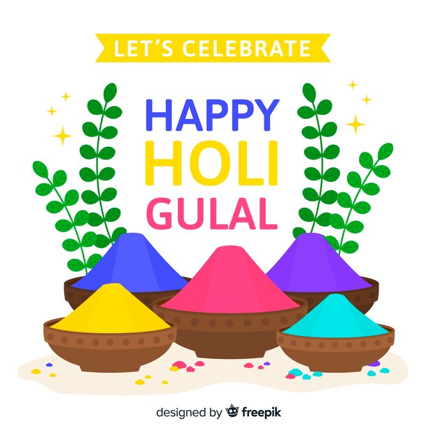 Flat gulal holi festival background