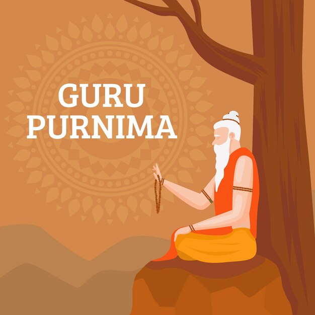 Flat guru purnima illustration