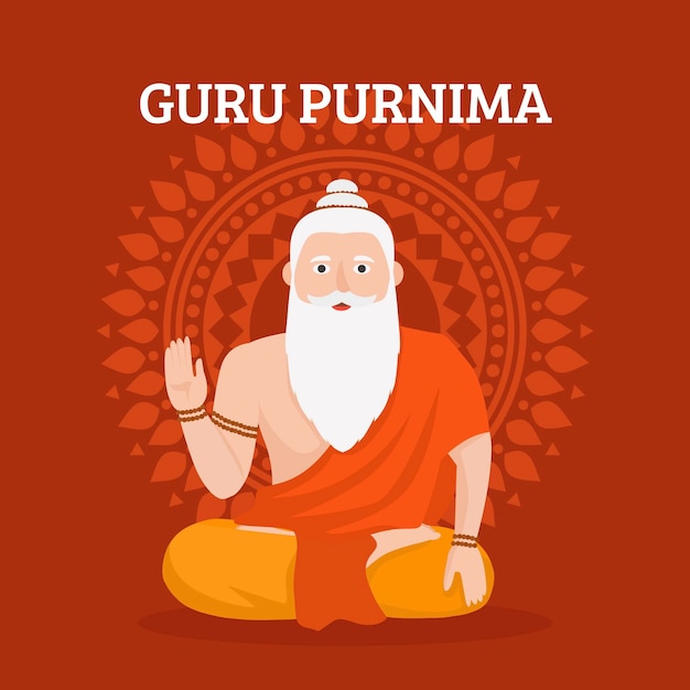 Flat guru purnima illustration