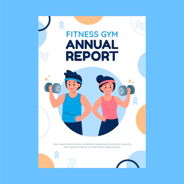 Free vector flat gym annual report template