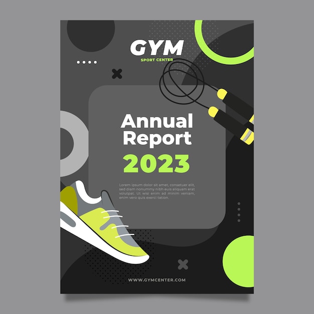 Free vector flat gym and exercise annual report template