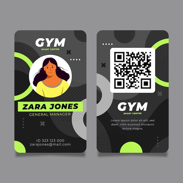 Flat gym and exercise id card template