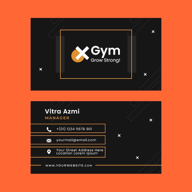 Free vector flat gym and fitness horizontal business card template