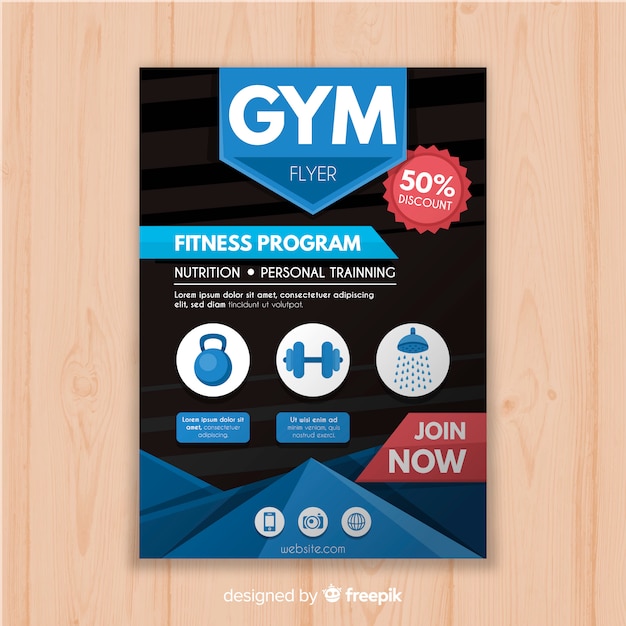 Flat gym flyer template