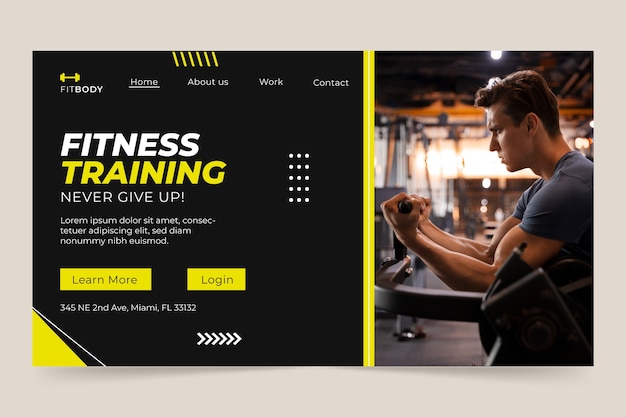 Free vector flat gym landing page template