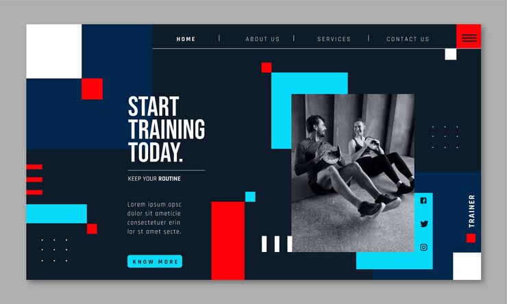 Free Vector flat gym landing page