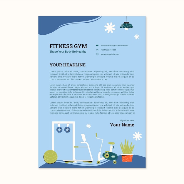 Free vector flat gym letterhead template