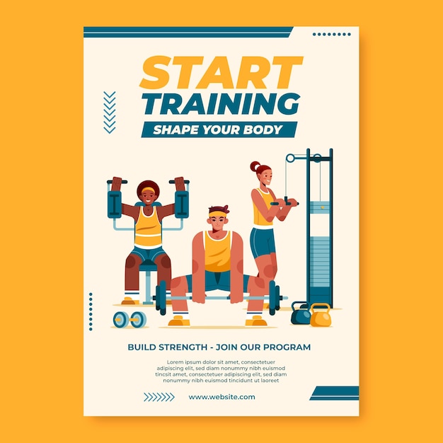 Flat gym poster template