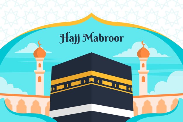 Flat hajj background with mecca