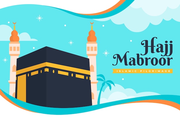 Free vector flat hajj background with mecca