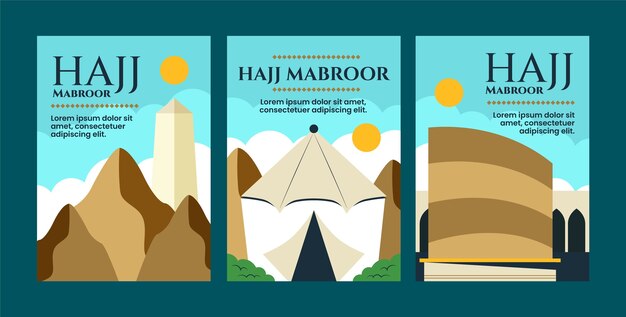 Free vector flat hajj mubarak cards collection