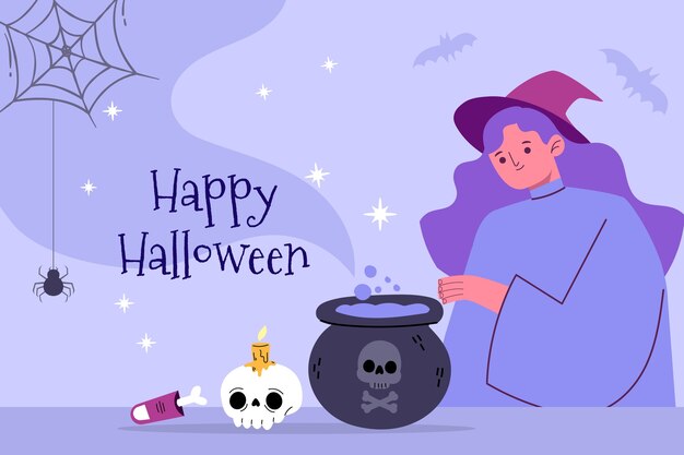 Flat halloween background illustration