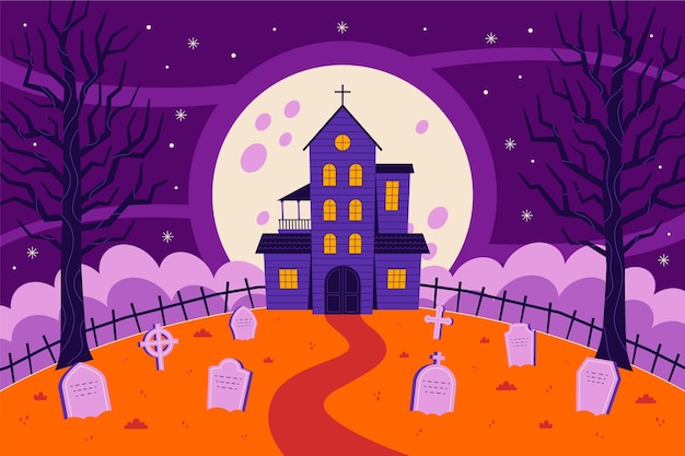 Free vector flat halloween background illustration