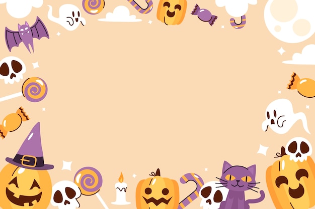 無料ベクター 平らなハロウィーンの背景図