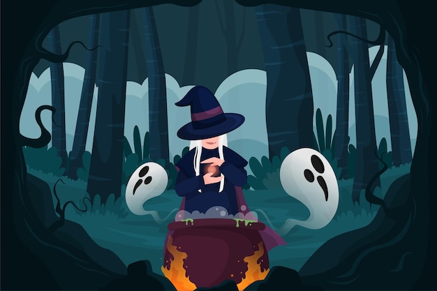 Flat halloween background