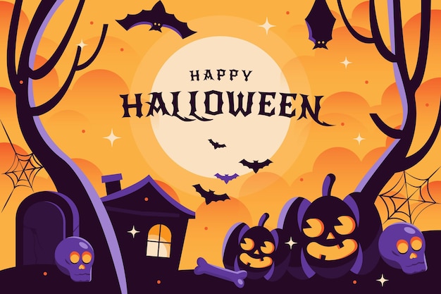 Vettore gratuito sfondo piatto di halloween