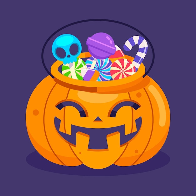 フラットハロウィンバッグイラスト