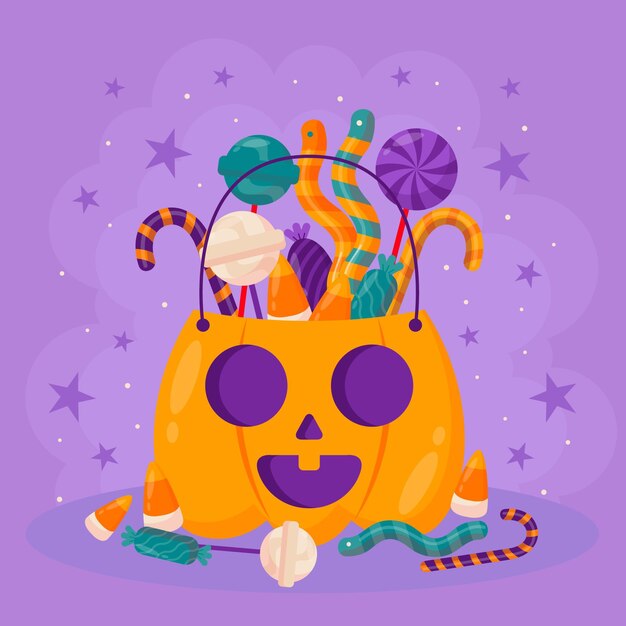 Flat halloween bag illustration