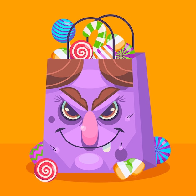 Flat halloween bag illustration