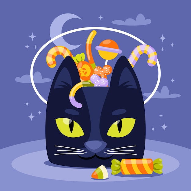 Free vector flat halloween bag illustration