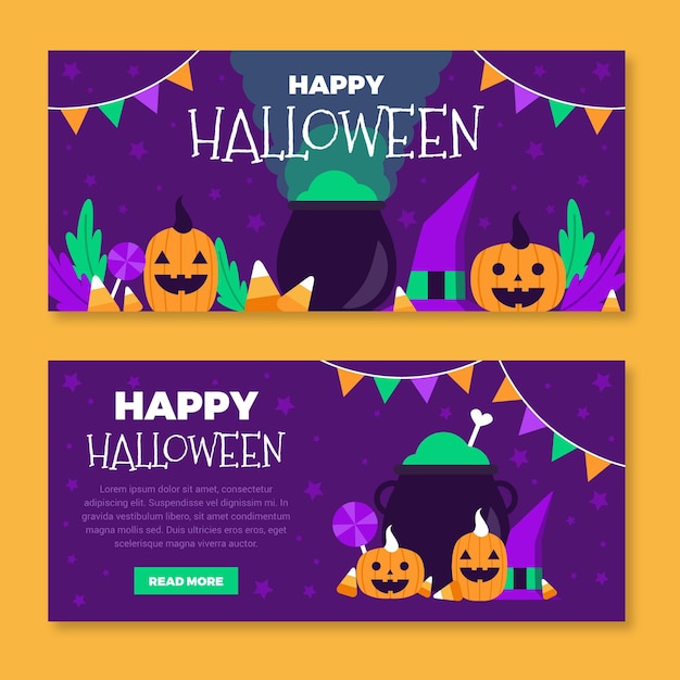 Concetto di banner piatto di halloween