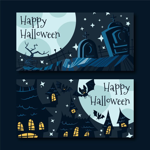 Плоские баннеры на хэллоуин