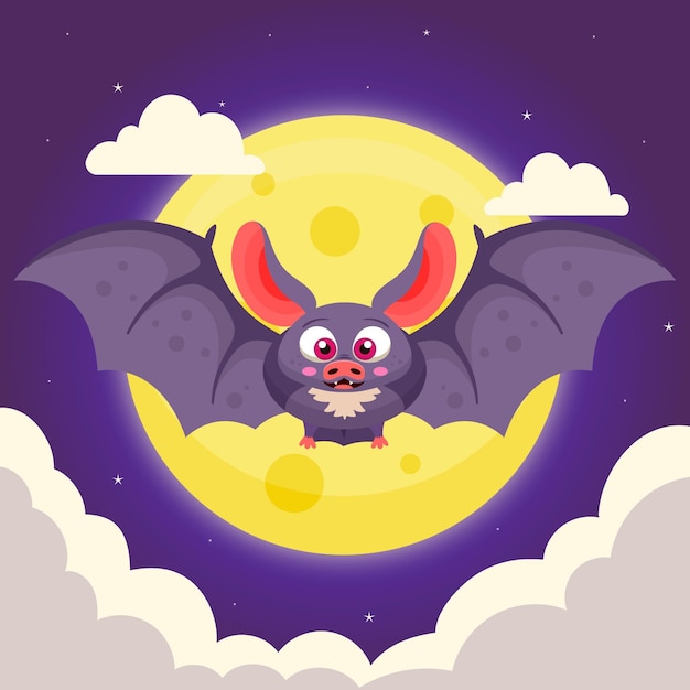 Бесплатное векторное изображение Плоская иллюстрация летучей мыши хэллоуина