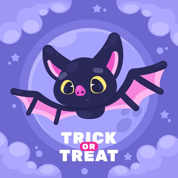 Flat halloween bat illustration