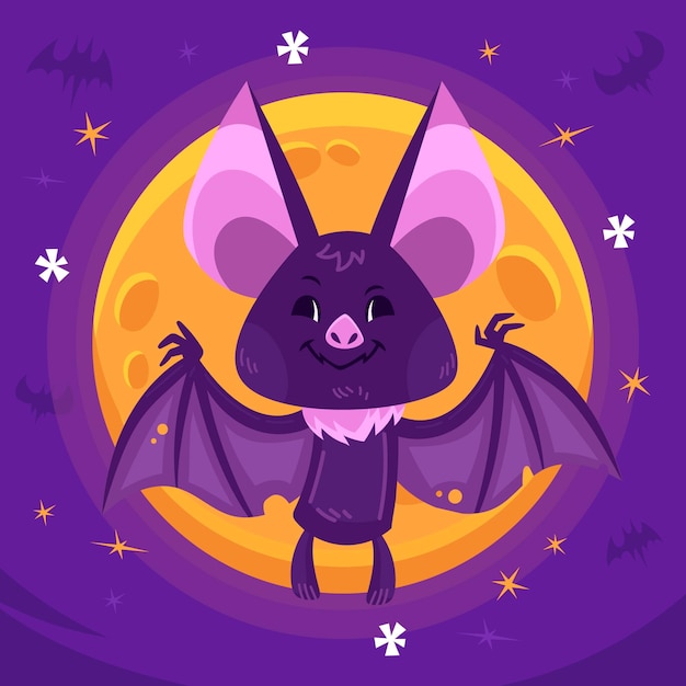 Illustrazione piatta di pipistrello di halloween