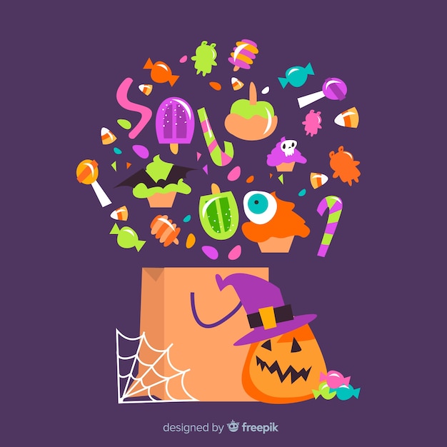 Flat halloween candy bag