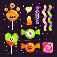 Free vector flat halloween candy collection