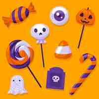 Free vector flat halloween candy collection