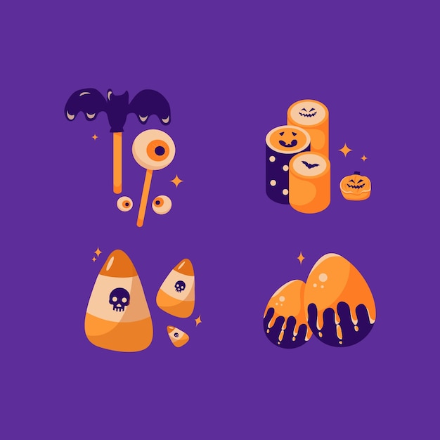 Flat halloween candy collection