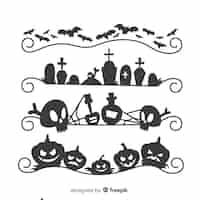 Free vector flat halloween cemetery border collection