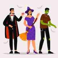 Free vector flat halloween character collection