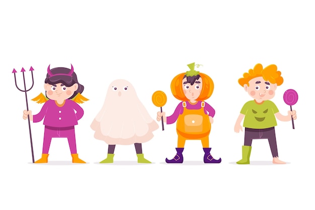 Free vector flat halloween characters collection