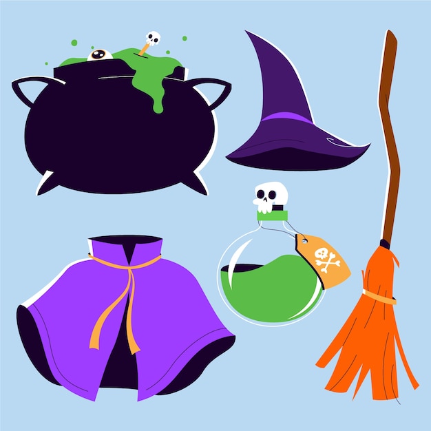 Free vector flat halloween characters collection