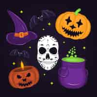 Free vector flat halloween element collection