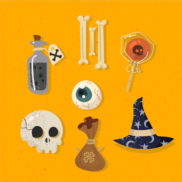 Free vector flat halloween element collection