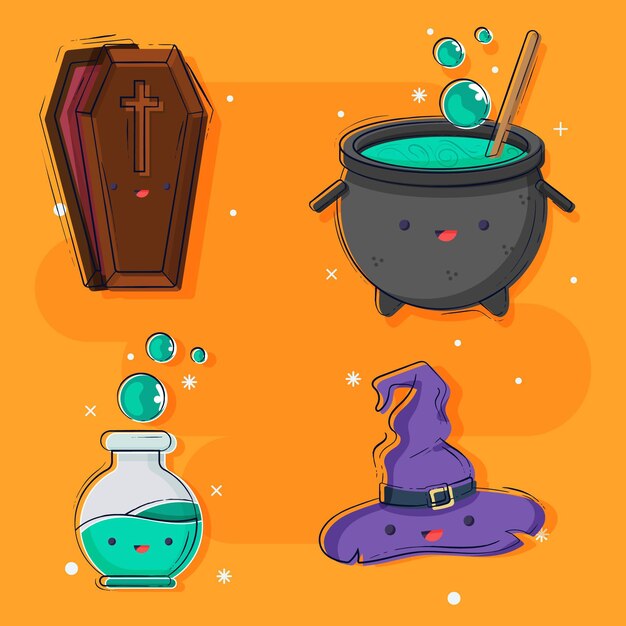 flat halloween element collection