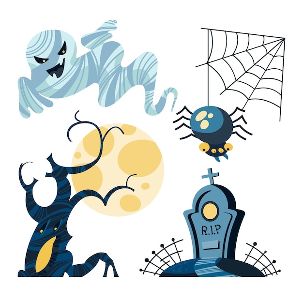 Free vector flat halloween element collection