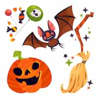 Free vector flat halloween element collection