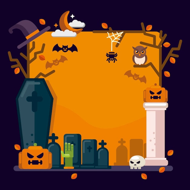 Free vector flat halloween frame concept