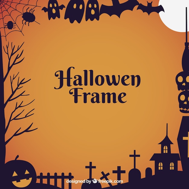 Flat halloween frame with modern style